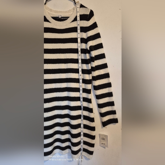 Classic Black and White Striped Women's Sweater - Picture 2 of 7